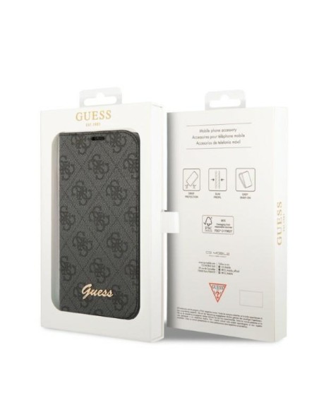 Guess 4G Vintage Gold Logo dėklas, skirtas iPhone 14 Plus - juodas Guess 4G Vintage Gold Logo dėklas, skirtas iPhone 14 Plus - juodas