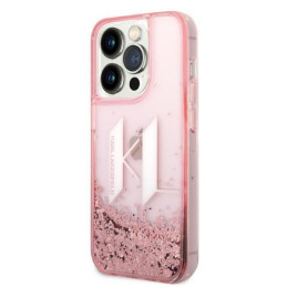Karl Lagerfeld Liquid Glitter Big KL dėklas iPhone 14 Pro - rožinis