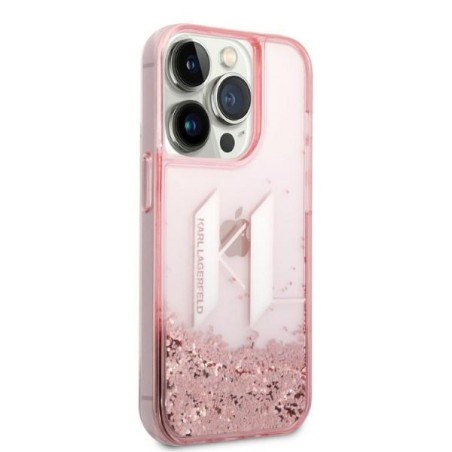 Karl Lagerfeld Liquid Glitter Big KL dėklas iPhone 14 Pro - rožinis Karl Lagerfeld Liquid Glitter Big KL dėklas iPhone 14 Pro - rožinis
