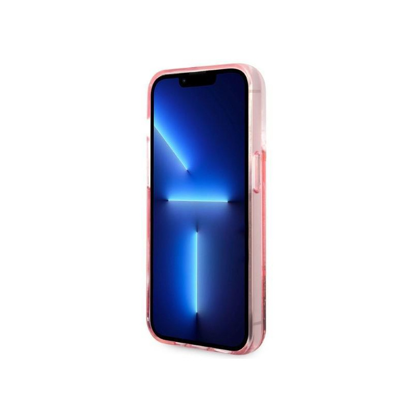 Karl Lagerfeld Liquid Glitter Big KL dėklas iPhone 14 Pro - rožinis
