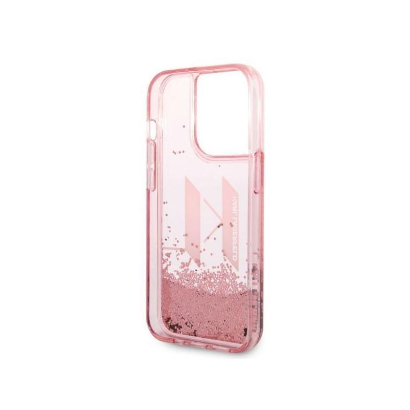 Karl Lagerfeld Liquid Glitter Big KL dėklas iPhone 14 Pro - rožinis