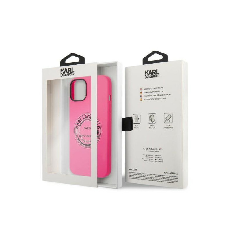 Karl Lagerfeld Silicone RSG dėklas iPhone 14 Plus - rožinis