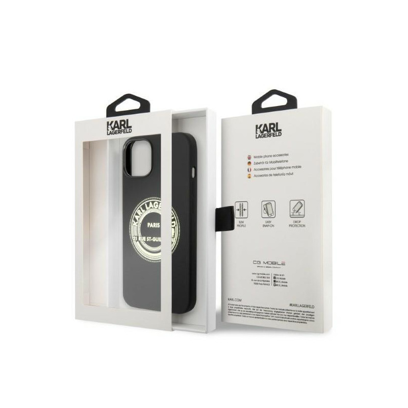 Karl Lagerfeld Silicone RSG dėklas iPhone 14 Plus - juodas