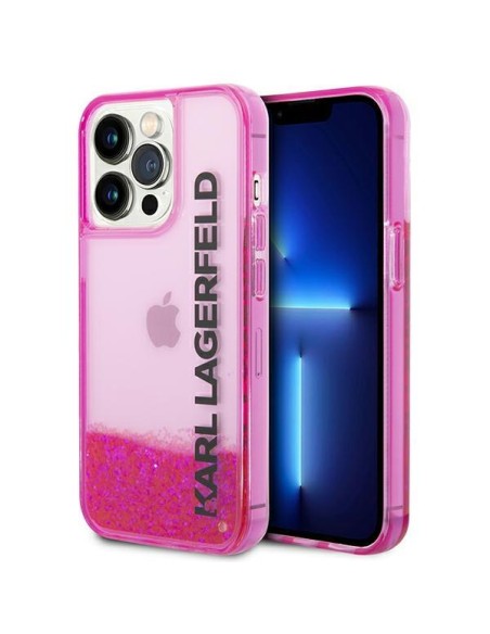 Karl Lagerfeld Liquid Glitter Elong dėklas, skirtas iPhone 14 Pro Max - rožinis Karl Lagerfeld Liquid Glitter Elong dėklas, skirtas iPhone 14 Pro Max - rožinis