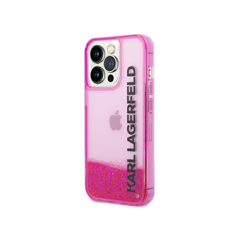 Karl Lagerfeld Liquid Glitter Elong dėklas, skirtas iPhone 14 Pro Max - rožinis