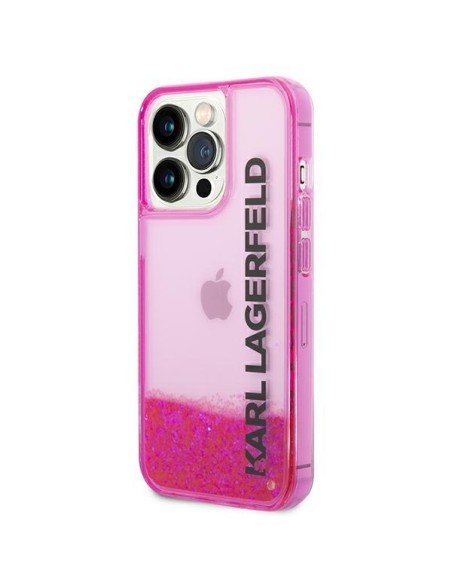 Karl Lagerfeld Liquid Glitter Elong dėklas, skirtas iPhone 14 Pro Max - rožinis Karl Lagerfeld Liquid Glitter Elong dėklas, skirtas iPhone 14 Pro Max - rožinis
