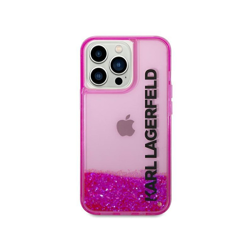 Karl Lagerfeld Liquid Glitter Elong dėklas, skirtas iPhone 14 Pro Max - rožinis