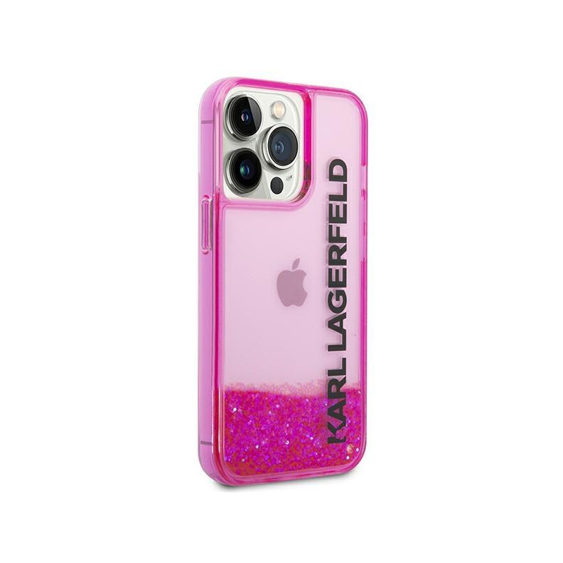 Karl Lagerfeld Liquid Glitter Elong dėklas, skirtas iPhone 14 Pro Max - rožinis