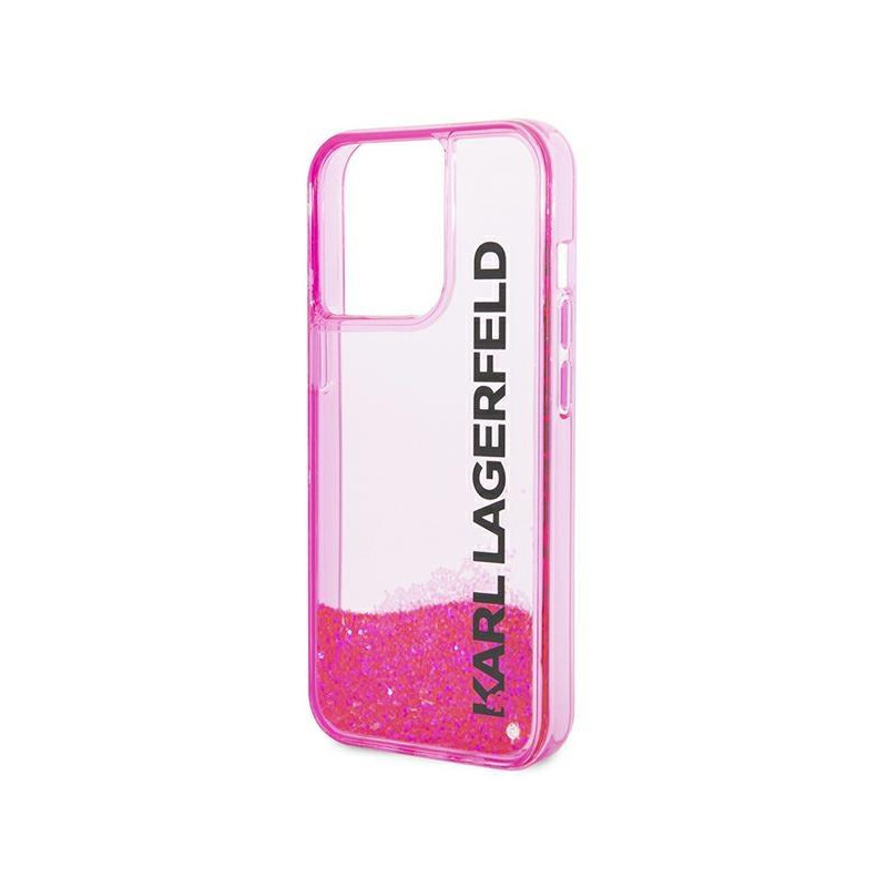 Karl Lagerfeld Liquid Glitter Elong dėklas, skirtas iPhone 14 Pro Max - rožinis