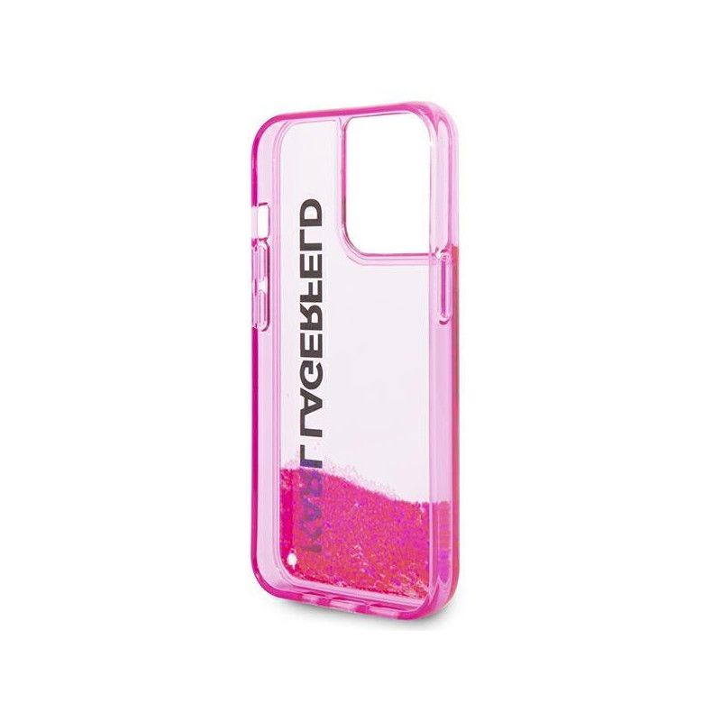 Karl Lagerfeld Liquid Glitter Elong dėklas, skirtas iPhone 14 Pro Max - rožinis