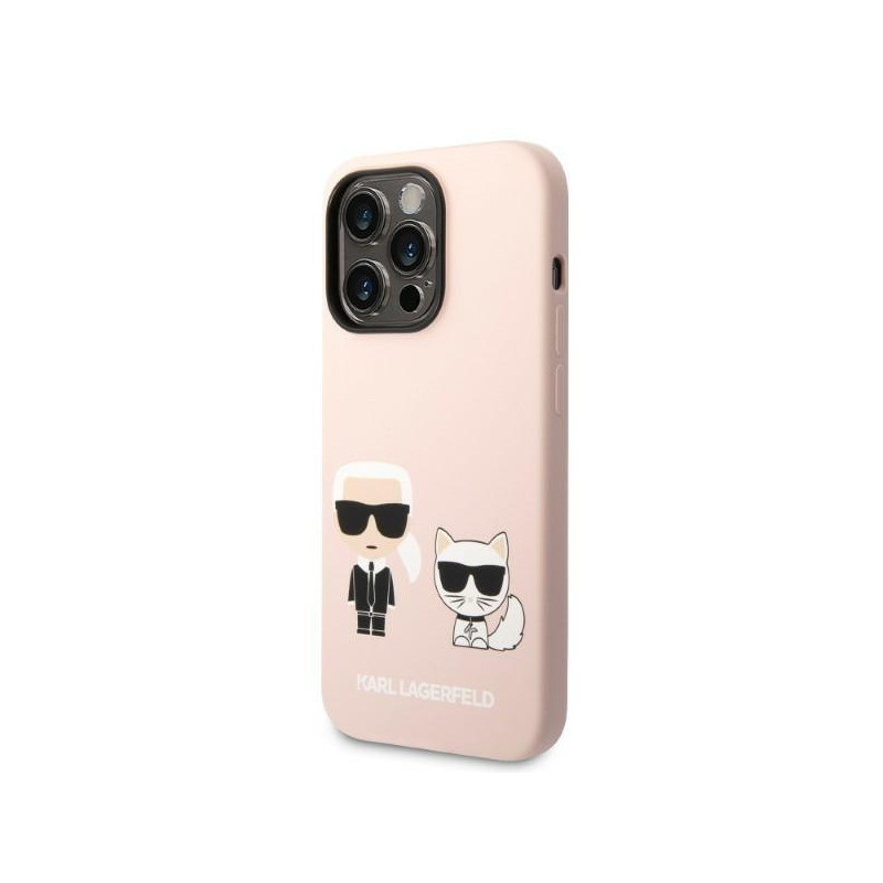 Karl Lagerfeld Silicone Karl&Choupette MagSafe dėklas iPhone 14 Pro - šviesiai rožinis