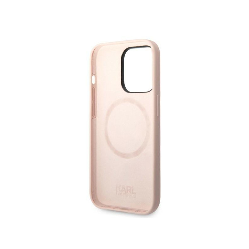 Karl Lagerfeld Silicone Karl&Choupette MagSafe dėklas iPhone 14 Pro - šviesiai rožinis