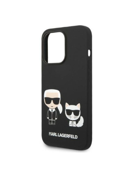 Karl Lagerfeld skystas silikonas Karl&Choupette MagSafe dėklas iPhone 14 Pro - juodas