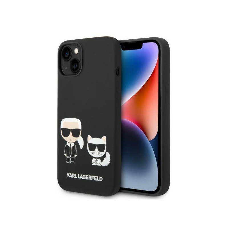 Karl Lagerfeld skystas silikonas Karl&Choupette MagSafe dėklas iPhone 14 Plus - juodas Karl Lagerfeld skystas silikonas Karl&Choupette MagSafe dėklas iPhone 14 Plus - juodas