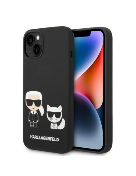 Karl Lagerfeld skystas silikonas Karl&Choupette MagSafe dėklas iPhone 14 Plus - juodas