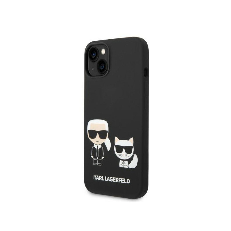 Karl Lagerfeld skystas silikonas Karl&Choupette MagSafe dėklas iPhone 14 Plus - juodas