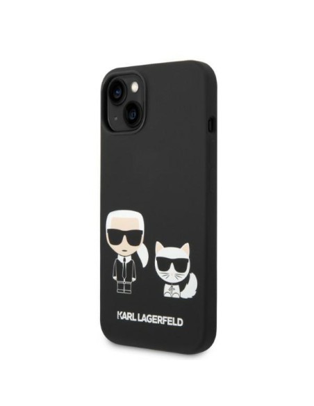 Karl Lagerfeld skystas silikonas Karl&Choupette MagSafe dėklas iPhone 14 Plus - juodas