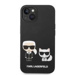 Karl Lagerfeld skystas silikonas Karl&Choupette MagSafe dėklas iPhone 14 Plus - juodas