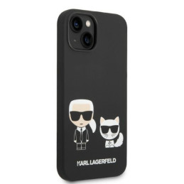 Karl Lagerfeld skystas silikonas Karl&Choupette MagSafe dėklas iPhone 14 Plus - juodas