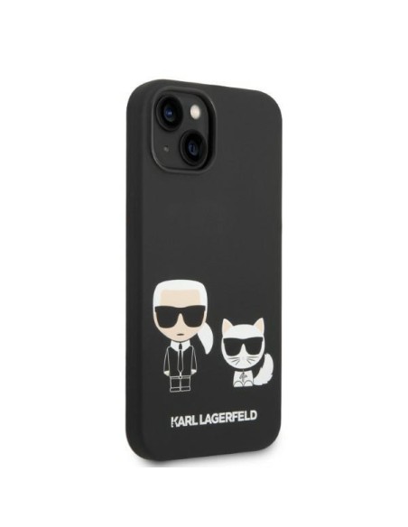 Karl Lagerfeld skystas silikonas Karl&Choupette MagSafe dėklas iPhone 14 Plus - juodas
