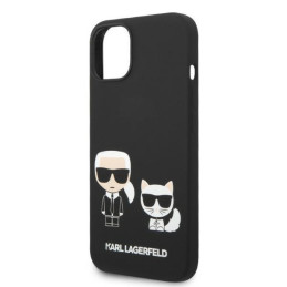 Karl Lagerfeld skystas silikonas Karl&Choupette MagSafe dėklas iPhone 14 Plus - juodas