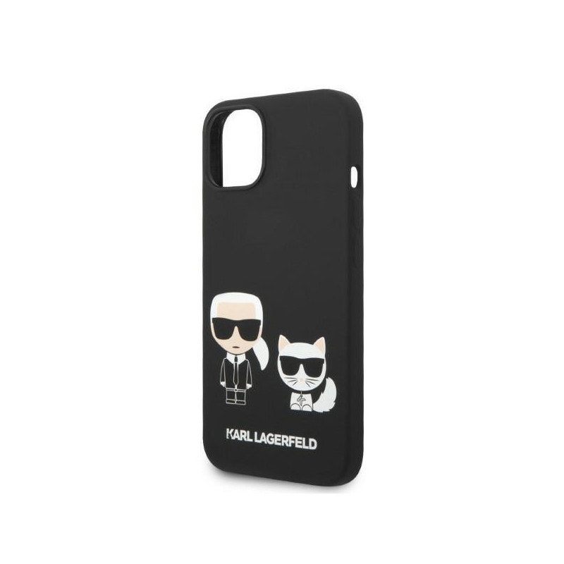 Karl Lagerfeld skystas silikonas Karl&Choupette MagSafe dėklas iPhone 14 Plus - juodas