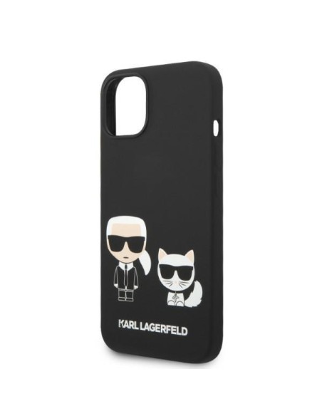 Karl Lagerfeld skystas silikonas Karl&Choupette MagSafe dėklas iPhone 14 Plus - juodas