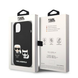 Karl Lagerfeld skystas silikonas Karl&Choupette MagSafe dėklas iPhone 14 Plus - juodas