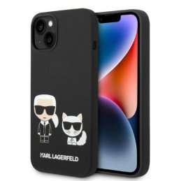 Karl Lagerfeld skystas silikonas Karl&Choupette MagSafe dėklas iPhone 14 - juodas