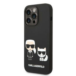 Karl Lagerfeld skystas silikonas Karl&Choupette MagSafe dėklas iPhone 14 Pro Max - juodas