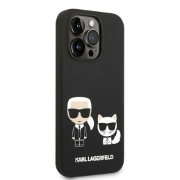 Karl Lagerfeld skystas silikonas Karl&Choupette MagSafe dėklas iPhone 14 Pro Max - juodas