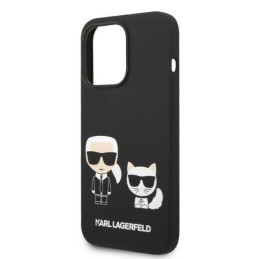 Karl Lagerfeld skystas silikonas Karl&Choupette MagSafe dėklas iPhone 14 Pro Max - juodas