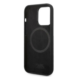 Karl Lagerfeld skystas silikonas Karl&Choupette MagSafe dėklas iPhone 14 Pro Max - juodas