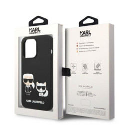 Karl Lagerfeld skystas silikonas Karl&Choupette MagSafe dėklas iPhone 14 Pro Max - juodas