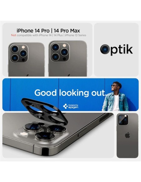 Spigen Optik.tR kameros apsauga iPhone 14 Pro / Pro Max / 15 Pro / Pro Max - Juoda 2 vnt. Spigen Optik.tR kameros apsauga iPhone 14 Pro / Pro Max / 15 Pro / Pro Max - Juoda 2 vnt.