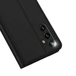 Dux Ducis Skin Pro dėklas, skirtas Samsung Galaxy A14 4G / 5G dangtelis su apverčiamu kortelių piniginės stovu juodas