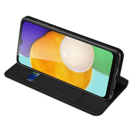 Dux Ducis Skin Pro dėklas, skirtas Samsung Galaxy A14 4G / 5G dangtelis su apverčiamu kortelių piniginės stovu juodas
