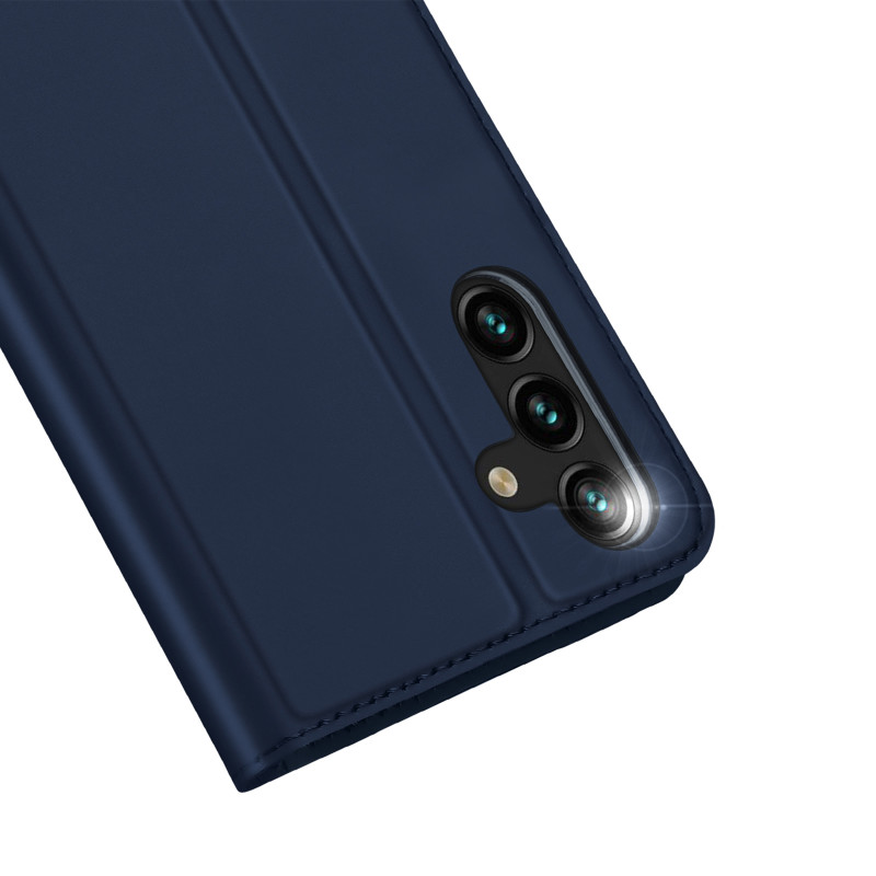 „Dux Ducis Skin Pro“ dėklas, skirtas „Samsung Galaxy A14 4G / 5G“ dangteliu su apverčiamu kortelės piniginės stovu mėlyn...