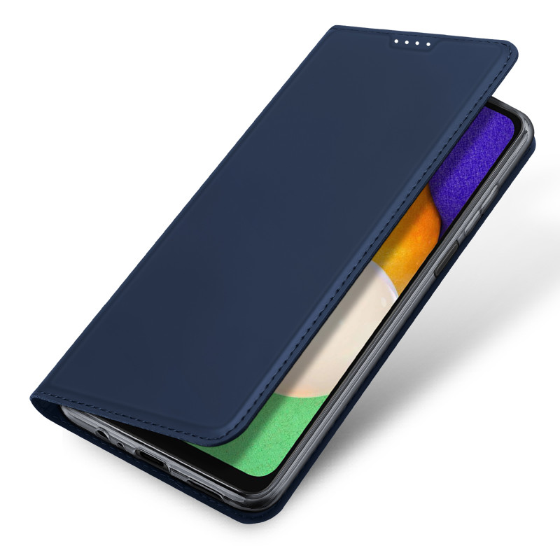 „Dux Ducis Skin Pro“ dėklas, skirtas „Samsung Galaxy A14 4G / 5G“ dangteliu su apverčiamu kortelės piniginės stovu mėlyn...