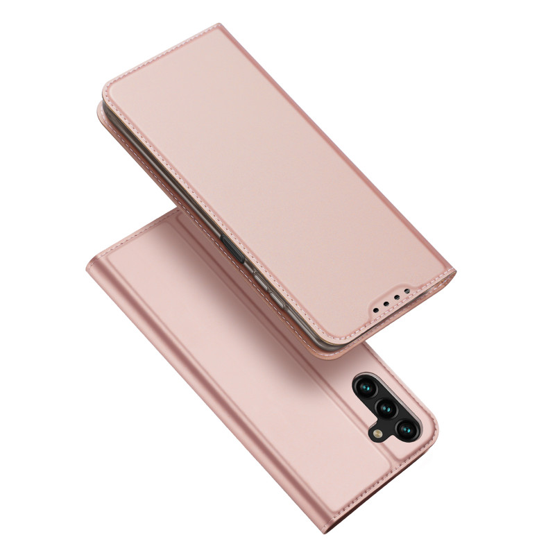 Dux Ducis Skin Pro dėklas, skirtas Samsung Galaxy A14 4G / 5G atverčiamas dangtelis kortelės piniginės stovas, rožinis