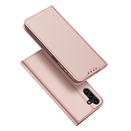 Dux Ducis Skin Pro dėklas, skirtas Samsung Galaxy A14 4G / 5G atverčiamas dangtelis kortelės piniginės stovas, rožinis Dux Ducis Skin Pro dėklas, skirtas Samsung Galaxy A14 4G / 5G atverčiamas dangtelis kortelės piniginės stovas, rožinis