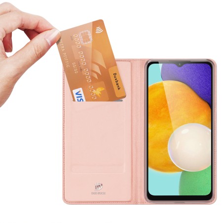 Dux Ducis Skin Pro dėklas, skirtas Samsung Galaxy A14 4G / 5G atverčiamas dangtelis kortelės piniginės stovas, rožinis Dux Ducis Skin Pro dėklas, skirtas Samsung Galaxy A14 4G / 5G atverčiamas dangtelis kortelės piniginės stovas, rožinis