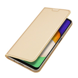 Dux Ducis Skin Pro dėklas, skirtas Samsung Galaxy A14 5G atverčiamas dangtelis kortelės piniginės stovas auksinis