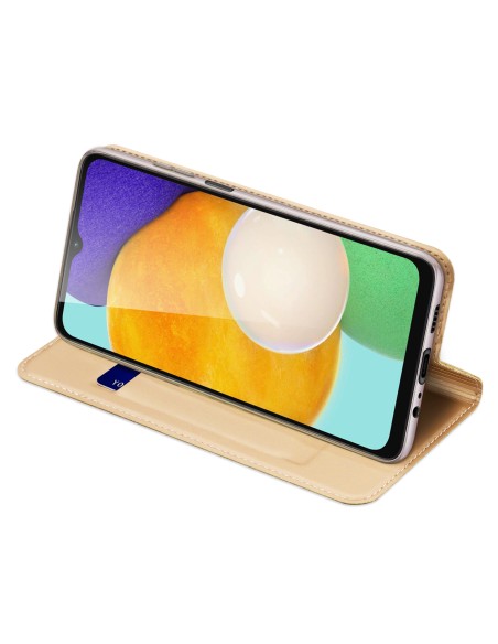 Dux Ducis Skin Pro dėklas, skirtas Samsung Galaxy A14 5G atverčiamas dangtelis kortelės piniginės stovas auksinis Dux Ducis Skin Pro dėklas, skirtas Samsung Galaxy A14 5G atverčiamas dangtelis kortelės piniginės stovas auksinis