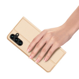 Dux Ducis Skin Pro dėklas, skirtas Samsung Galaxy A14 5G atverčiamas dangtelis kortelės piniginės stovas auksinis