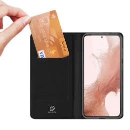 Dux Ducis Skin Pro dėklas, skirtas Samsung Galaxy S23 dangteliu su atvartu kortelės piniginės stovu juodas