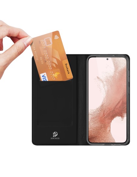 Dux Ducis Skin Pro dėklas, skirtas Samsung Galaxy S23 dangteliu su atvartu kortelės piniginės stovu juodas Dux Ducis Skin Pro dėklas, skirtas Samsung Galaxy S23 dangteliu su atvartu kortelės piniginės stovu juodas