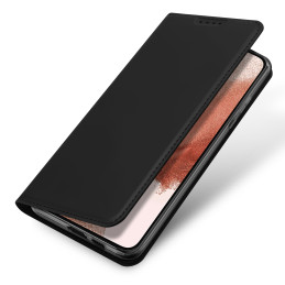 Dux Ducis Skin Pro dėklas, skirtas Samsung Galaxy S23 dangteliu su atvartu kortelės piniginės stovu juodas