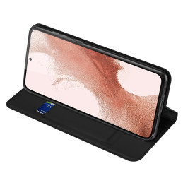 Dux Ducis Skin Pro dėklas, skirtas Samsung Galaxy S23 dangteliu su atvartu kortelės piniginės stovu juodas