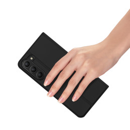 Dux Ducis Skin Pro dėklas, skirtas Samsung Galaxy S23 dangteliu su atvartu kortelės piniginės stovu juodas